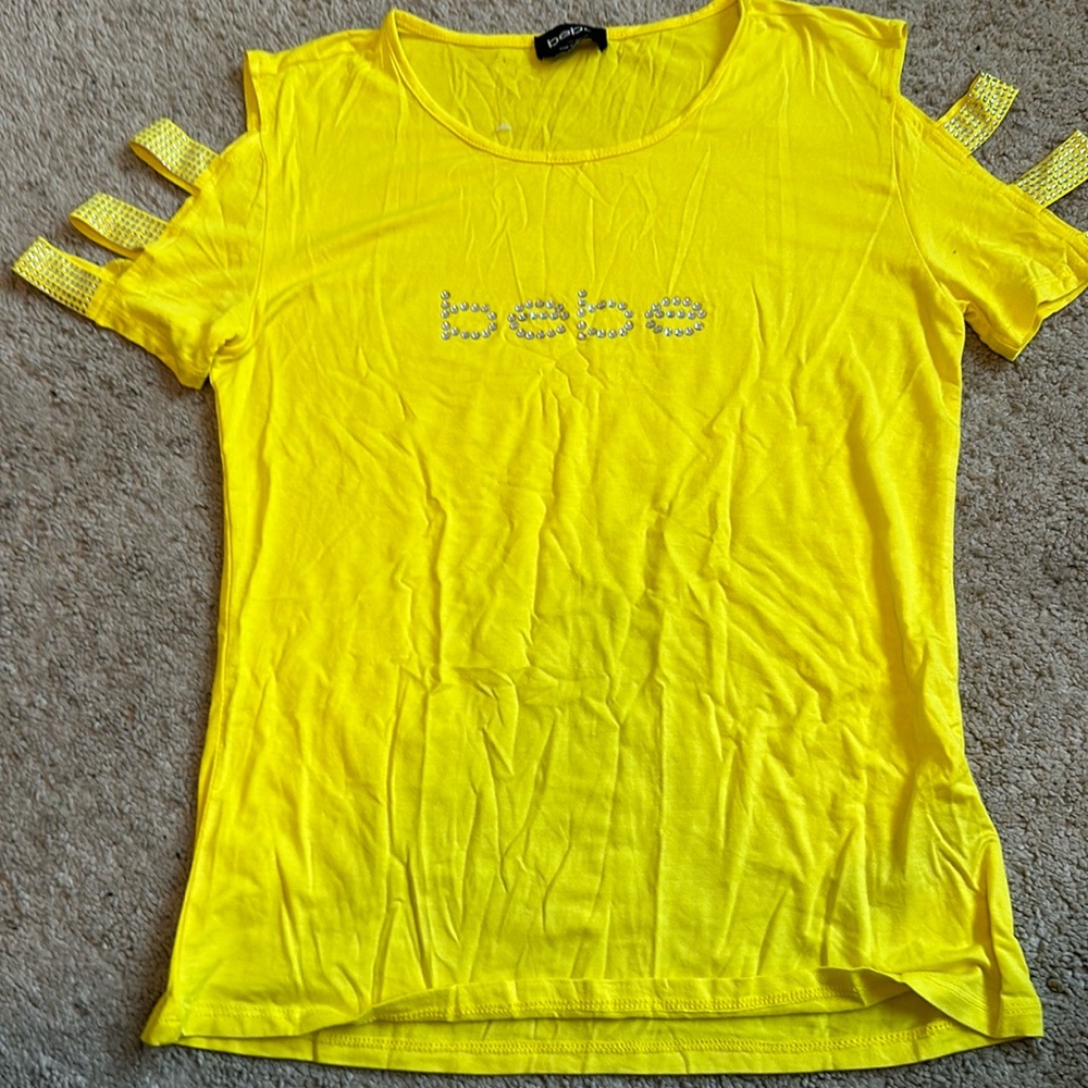 Yellow Bebe Rhinestone Top
